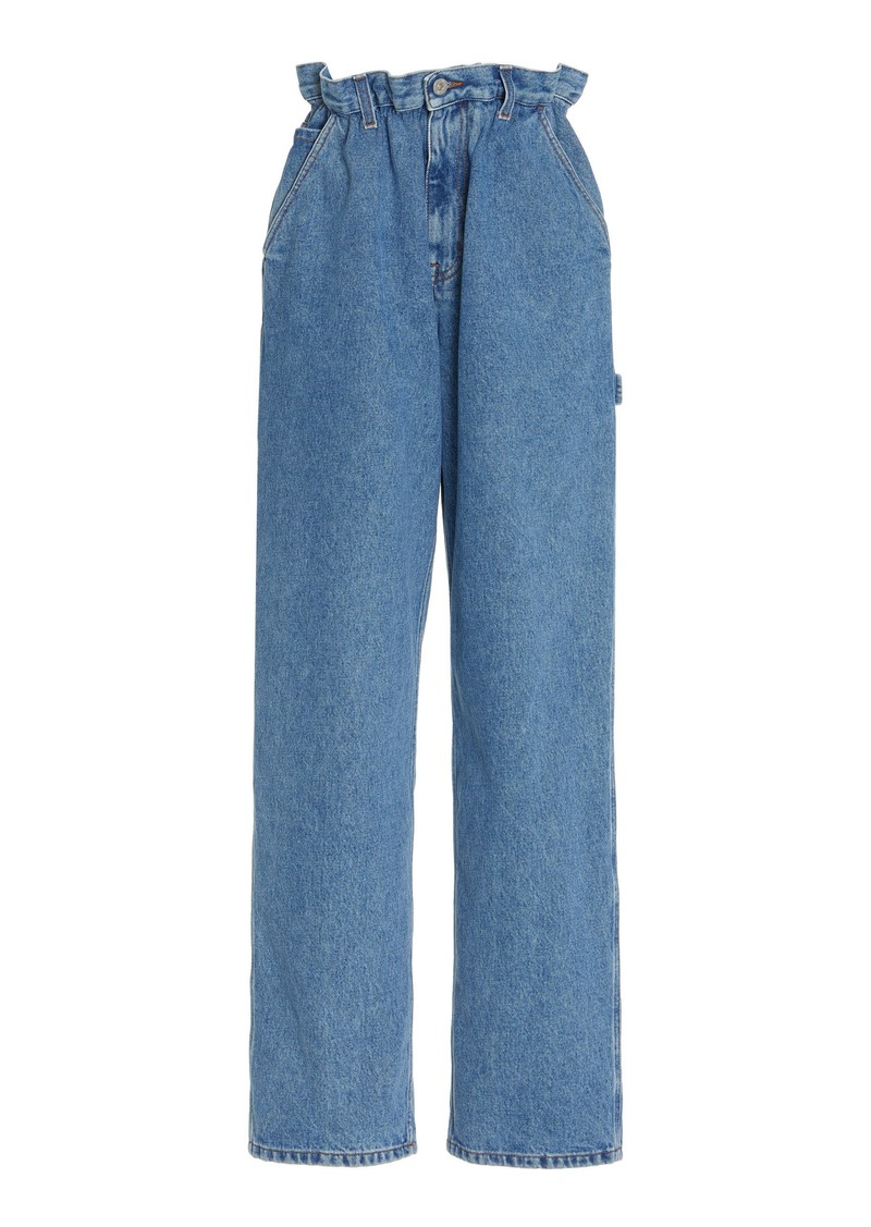 Miu Miu - Iconic Rigid High-Rise Straight-Leg Blue Jeans - Medium Wash - 29 - Moda Operandi