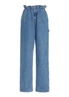 Miu Miu - Iconic Rigid High-Rise Straight-Leg Blue Jeans - Medium Wash - 29 - Moda Operandi