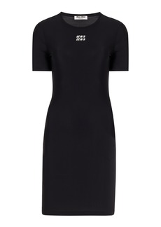 Miu Miu - Knit Jersey Mini Dress - Black - IT 38 - Moda Operandi