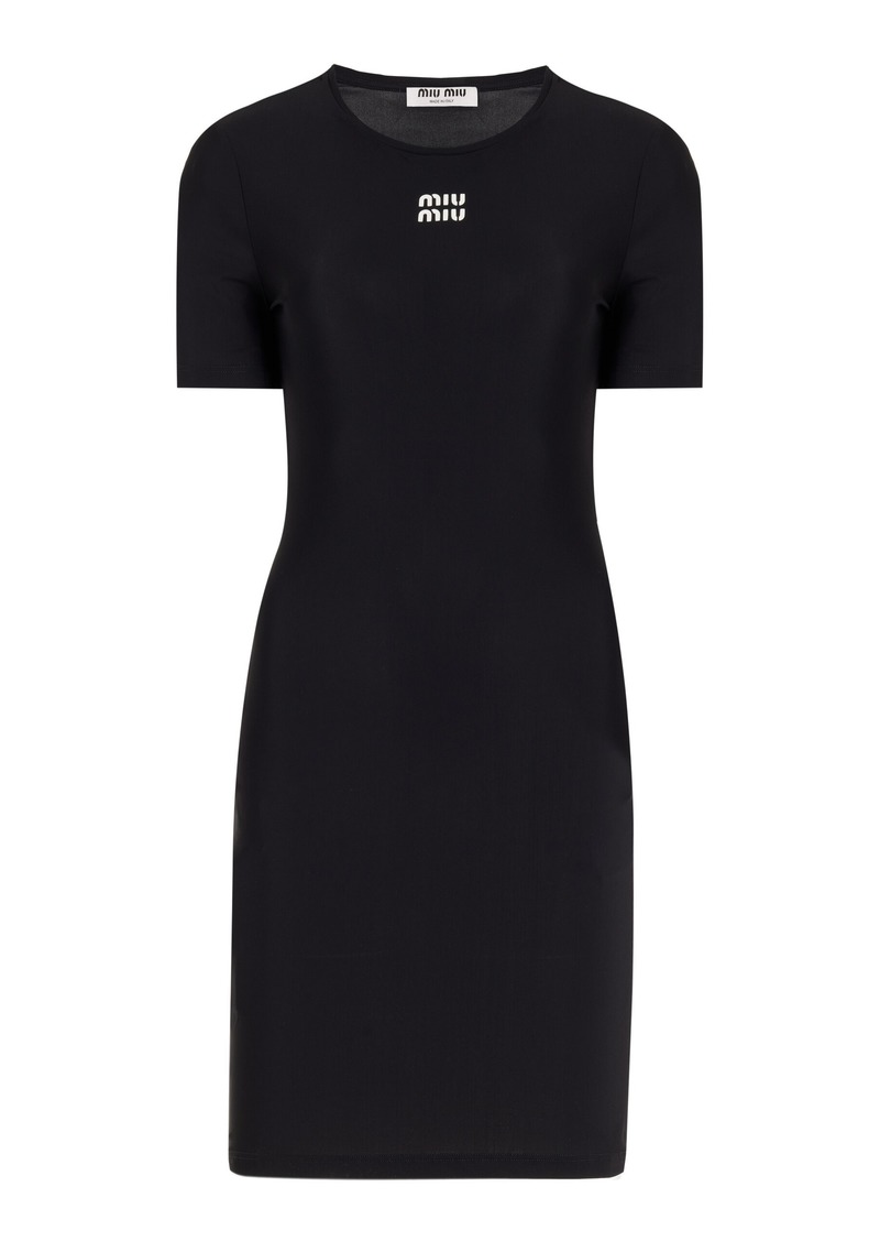 Miu Miu - Knit Jersey Mini Dress - Black - IT 36 - Moda Operandi