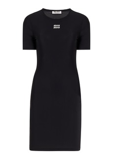 Miu Miu - Knit Jersey Mini Dress - Black - IT 42 - Moda Operandi