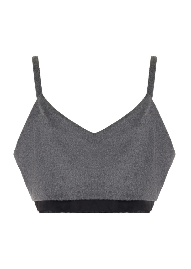 Miu Miu - Layered Wool-Cashmere Crop Top - Grey - IT 40 - Moda Operandi