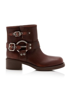 Miu Miu - Leather Ankle Boots           - Brown - IT 39 - Moda Operandi