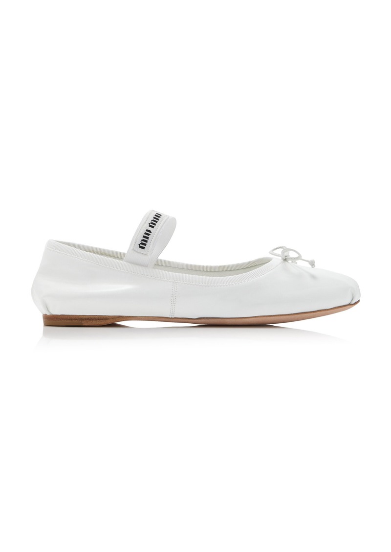 Miu Miu - Leather Ballet Flats - White - IT 39.5 - Moda Operandi