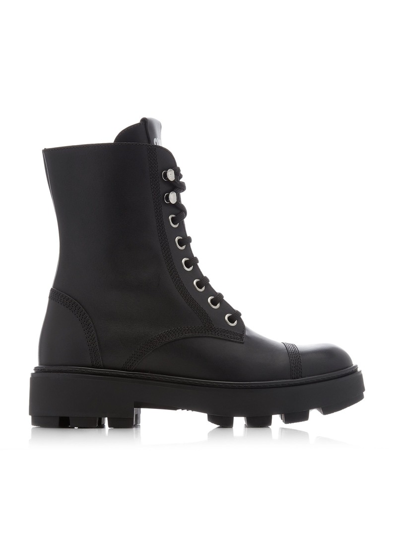 Miu Miu - Leather Combat Boots - Black - IT 36.5 - Moda Operandi