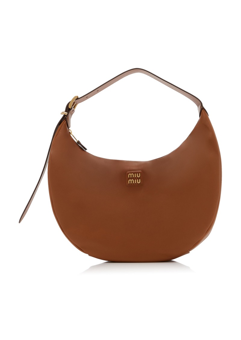 Miu Miu - Leather Hobo Bag - Brown - OS - Moda Operandi