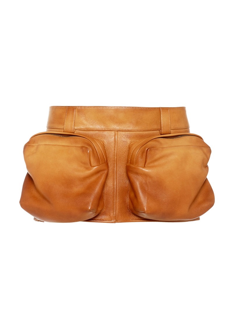 Miu Miu - Leather Mini Skirt - Brown - IT 40 - Moda Operandi