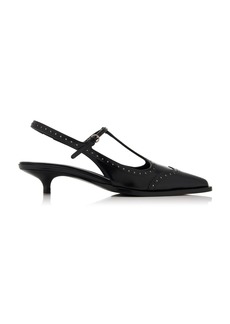 Miu Miu - Leather Slingback Pumps - Black - IT 38 - Moda Operandi