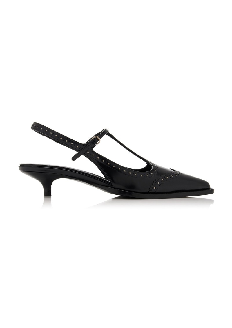 Miu Miu - Leather Slingback Pumps - Black - IT 38.5 - Moda Operandi