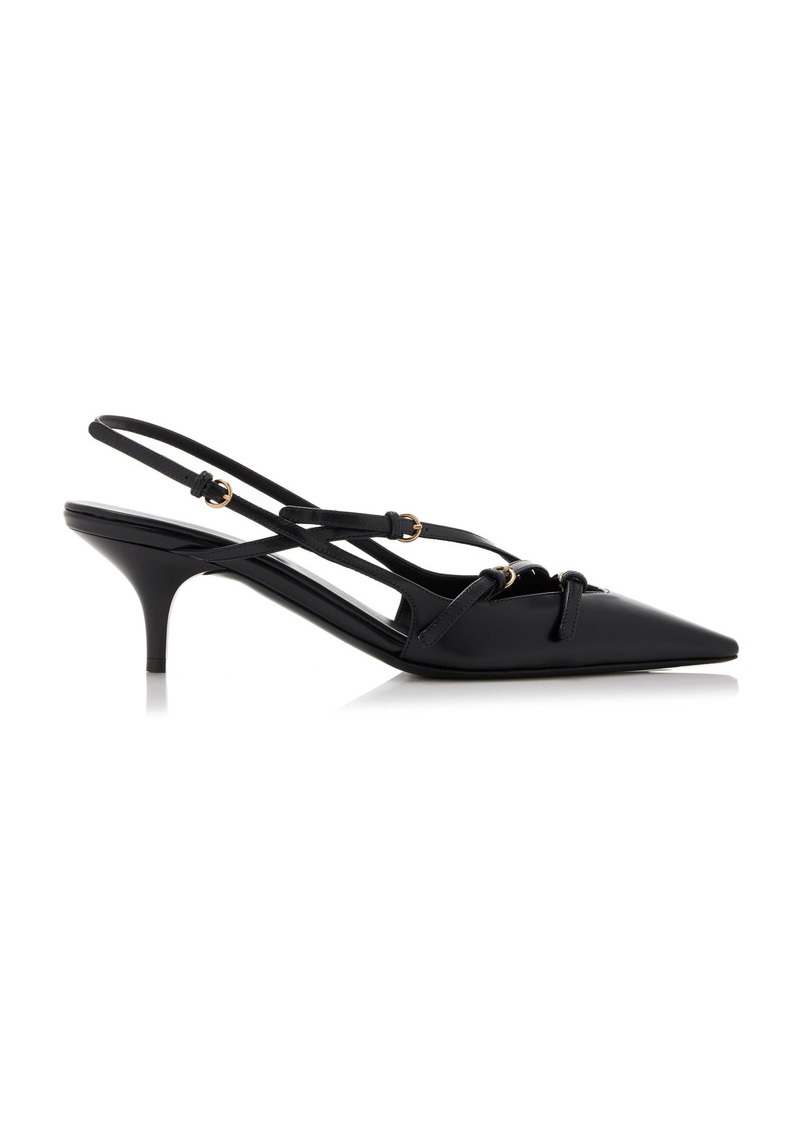 Miu Miu - Leather Slingback Pumps - Black - IT 39 - Moda Operandi