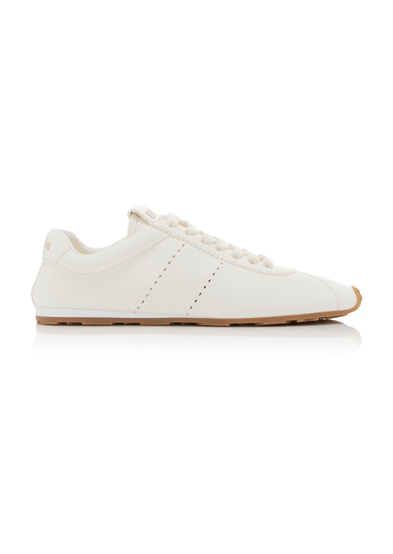 Miu Miu - Leather Sneakers - White - IT 37 - Moda Operandi