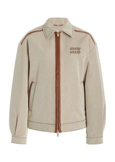 Miu Miu - Leather-Trimmed Canvas Jacket - Brown - IT 42 - Moda Operandi