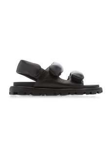 Miu Miu - Lifestyle Puffy Leather Sandals - Black - IT 36.5 - Moda Operandi