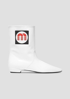 Miu Miu - Logo-appliquéd patent-leather ankle boots - White - EU 40