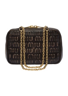 Miu Miu - Logo-Embossed Leather Top Handle Bag - Brown - OS - Moda Operandi