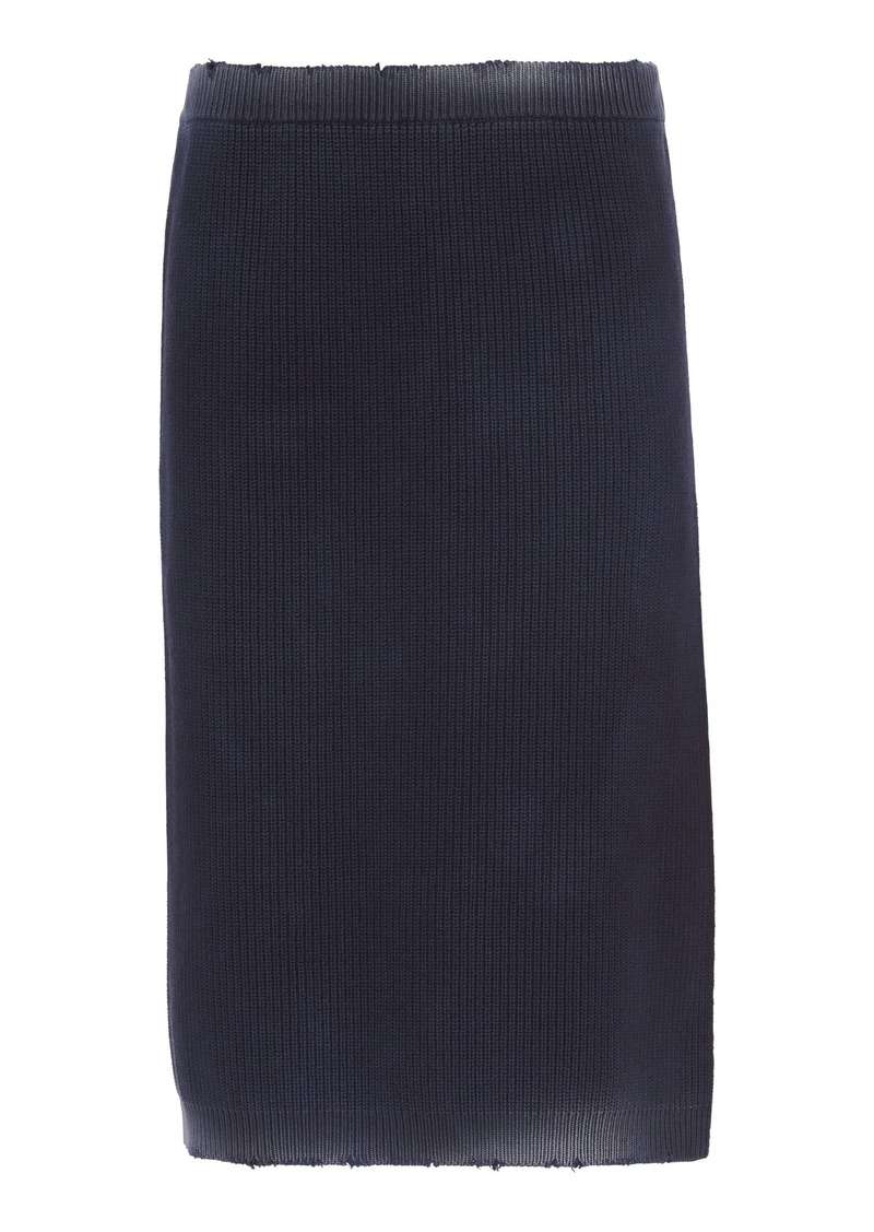 Miu Miu - Low-Rise Faded Cotton Midi Skirt - Navy - IT 38 - Moda Operandi