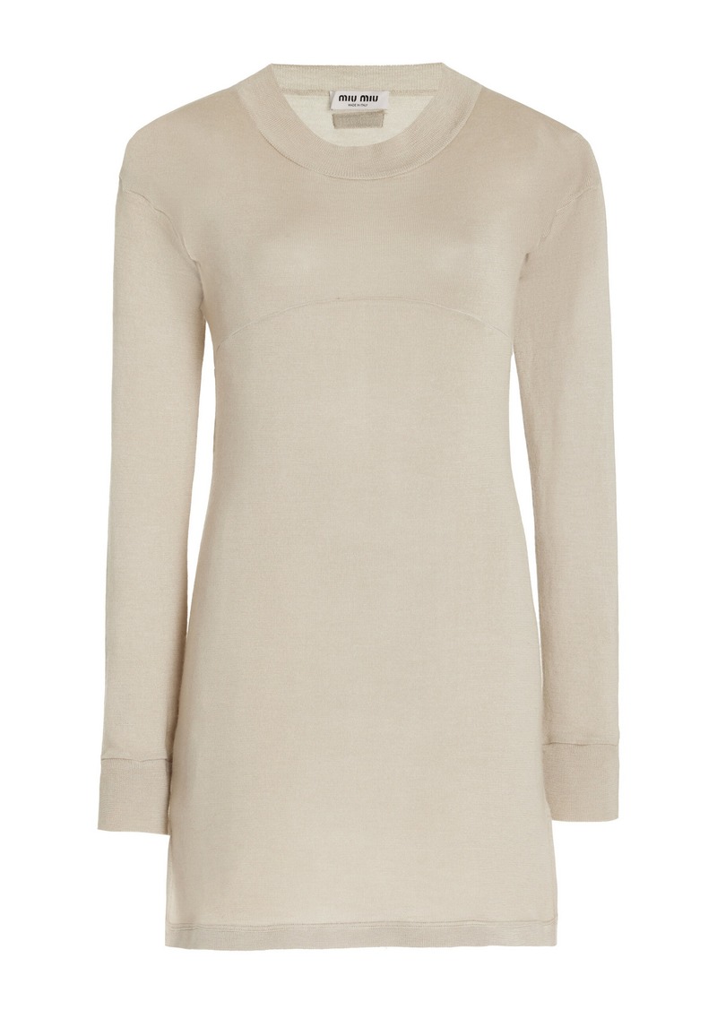 Miu Miu - Maglieria Cashmere-Silk Mini Dress - Grey - IT 42 - Moda Operandi