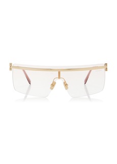 Miu Miu - Mask-Frame Metal Sunglasses - Pink - OS - Moda Operandi