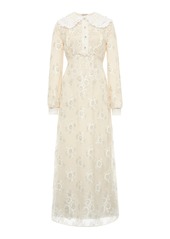 Miu Miu - Metallic Lace Maxi Dress - White - IT 38 - Moda Operandi