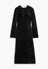 Miu Miu - Open-back crystal-embellished crushed-velvet midi dress - Black - IT 44