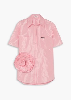 Miu Miu - Oversized appliquéd silk-taffeta shirt - Pink - IT 38
