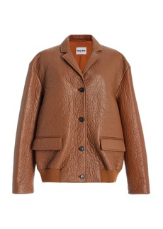Miu Miu - Oversized Leather Blazer Jacket - Brown - IT 40 - Moda Operandi