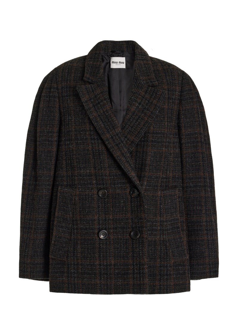 Miu Miu - Oversized Plaid Double-Breasted Blazer - Plaid - IT 42 - Moda Operandi