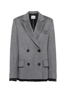 Miu Miu - Oversized Wool-Cashmere Double-Breasted Blazer - Grey - IT 40 - Moda Operandi