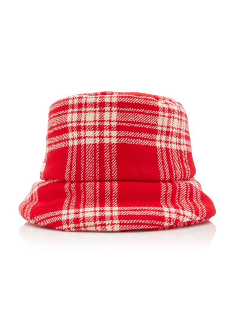 Miu Miu - Padded Plaid Wool-Blend Bucket Hat - Red - M - Moda Operandi