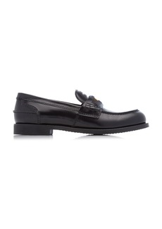 Miu Miu - Patent Spazzolato Leather Loafers - Black - IT 41 - Moda Operandi