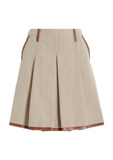 Miu Miu - Pleated Cotton-Canvas Midi Skirt - Brown - IT 42 - Moda Operandi