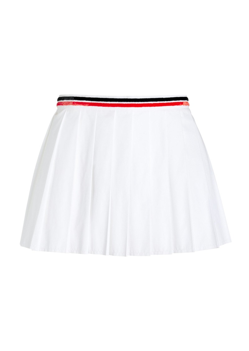 Miu Miu - Pleated Poplin Mini Skirt - White - IT 40 - Moda Operandi