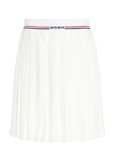 Miu Miu - Pleated Sable Midi Skirt  - White - IT 48 - Moda Operandi