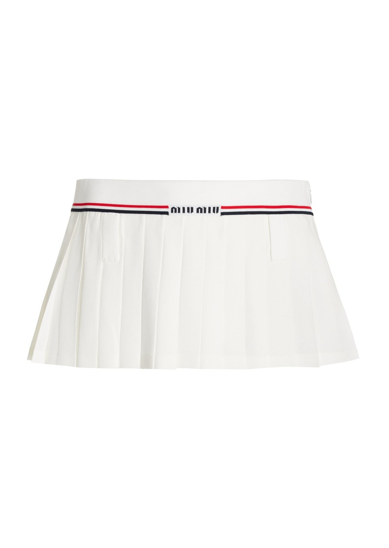 Miu Miu - Pleated Sable Mini Skirt - White - IT 42 - Moda Operandi