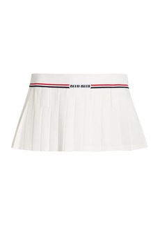 Miu Miu - Pleated Sable Mini Skirt - White - IT 46 - Moda Operandi