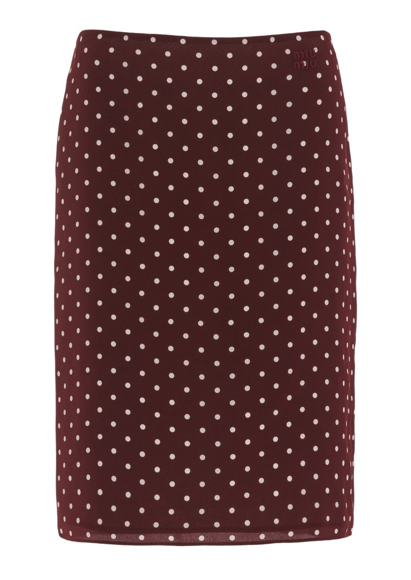 Miu Miu - Polka-Dotted Silk Midi Skirt - Burgundy - IT 36 - Moda Operandi