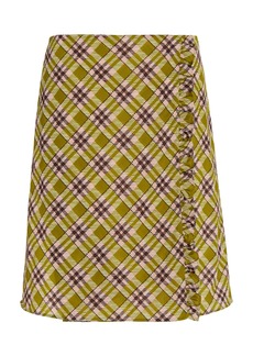 Miu Miu - Printed Ruffle-Trimmed Jersey Skirt - Yellow - IT 38 - Moda Operandi
