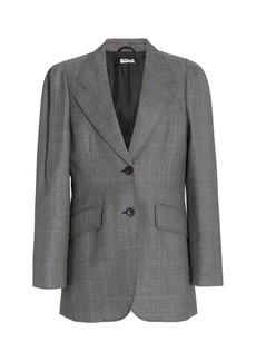 Miu Miu - Puff-Sleeve Checked Wool Blazer - Grey - IT 38 - Moda Operandi