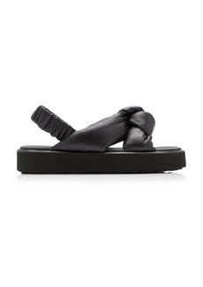 Miu Miu - Puffly Leather Flatform Sandals - Black - IT 38 - Moda Operandi