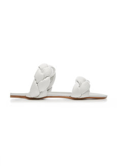 Miu Miu - Puffy Braided Leather Slide Sandals - White - IT 41 - Moda Operandi