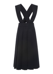 Miu Miu - Racerback Pleated Wool Dress - Black - IT 38 - Moda Operandi