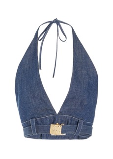 Miu Miu - Raw Denim Bra Top - Medium Wash - IT 36 - Moda Operandi