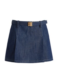 Miu Miu - Raw-Denim Mini Skirt - Medium Wash - IT 40 - Moda Operandi