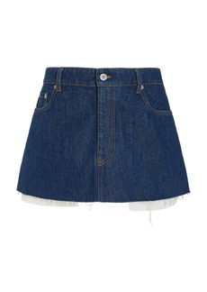 Miu Miu - Raw-Edge Denim Mini Skirt - Medium Wash - IT 46 - Moda Operandi