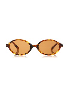 Miu Miu - Regard Oval-Frame Acetate Sunglasses - Brown - OS - Moda Operandi