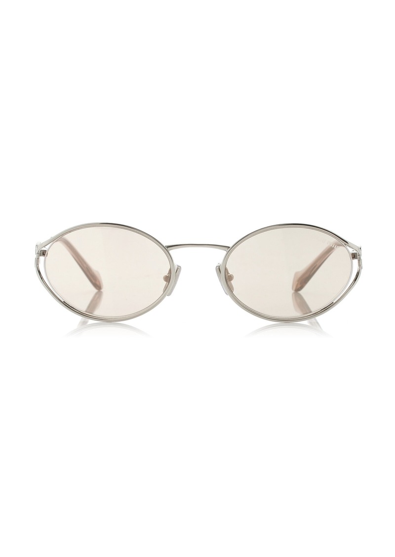 Miu Miu - Round-Frame Metal Sunglasses - Silver - OS - Moda Operandi