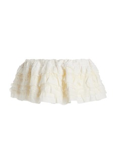 Miu Miu - Ruffled Cotton-Linen Mini Skirt - Ivory - IT 38 - Moda Operandi