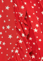 Miu Miu - Ruffled printed silk-crepe mini wrap dress - Red - IT 44