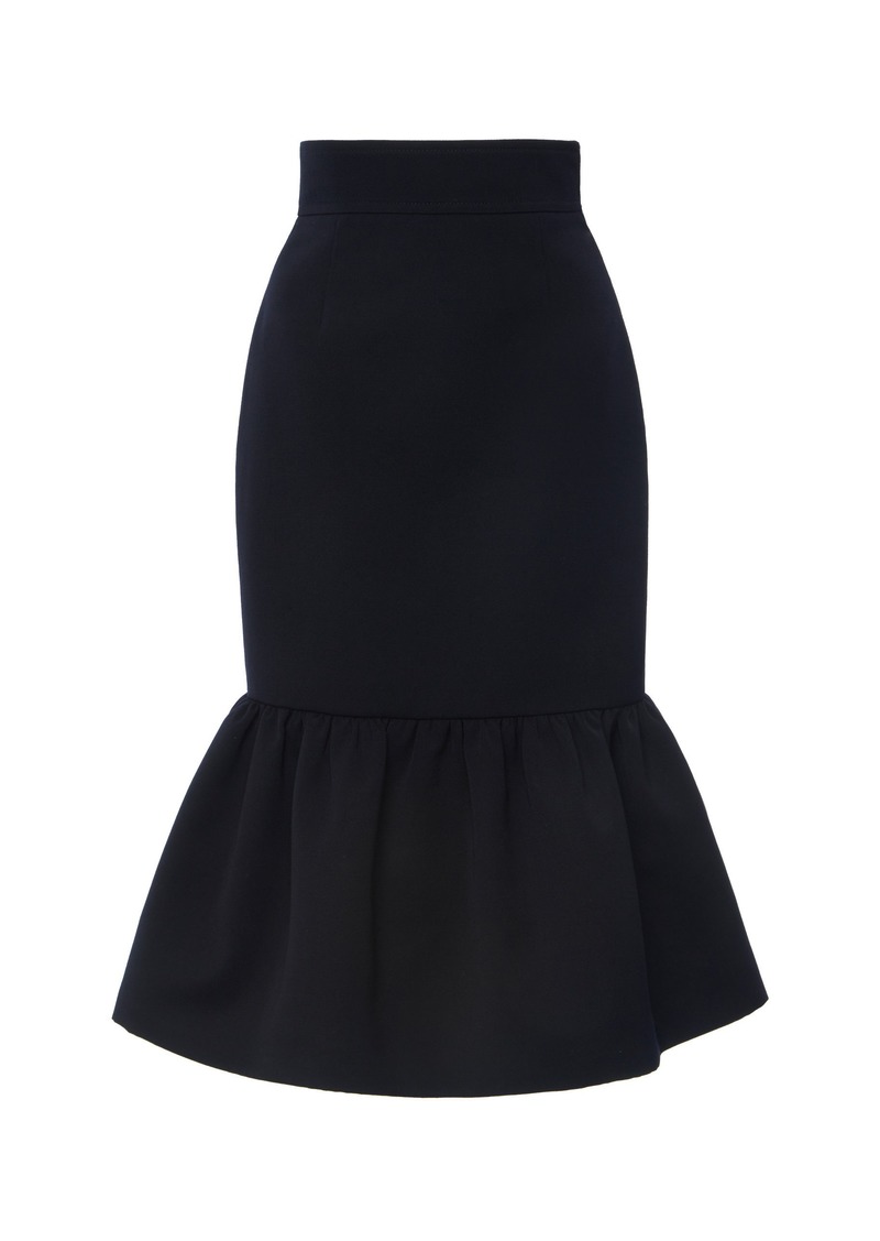 Miu Miu - Ruffled Wool Cady Midi Skirt - Navy - IT 36 - Moda Operandi