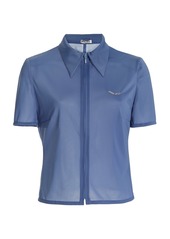 Miu Miu - Runproof Shell Polo Top - Blue - IT 40 - Moda Operandi